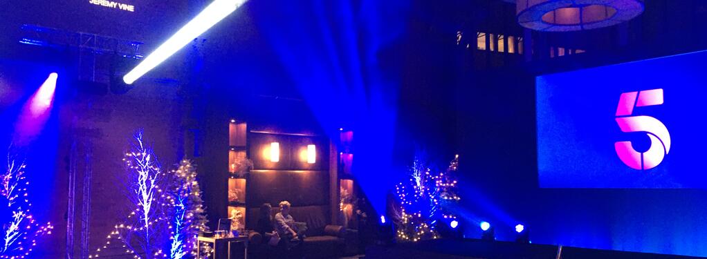 Photograph from Channel 5 Christmas Party - lighting design by John Castle