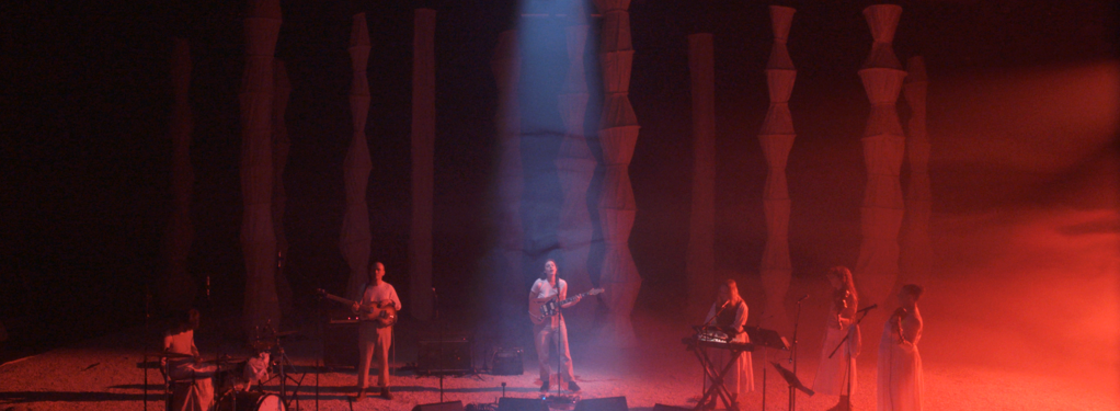 Photograph from Porridge Radio, Live at the Pompidou Centre - lighting design by Edward Saunders