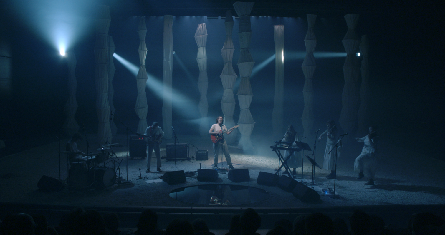 Photograph from Porridge Radio, Live at the Pompidou Centre - lighting design by Edward Saunders