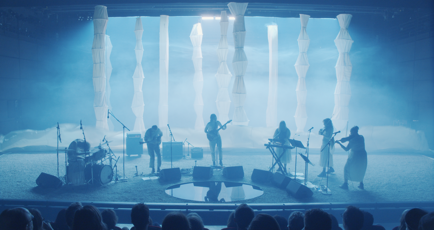 Photograph from Porridge Radio, Live at the Pompidou Centre - lighting design by Edward Saunders