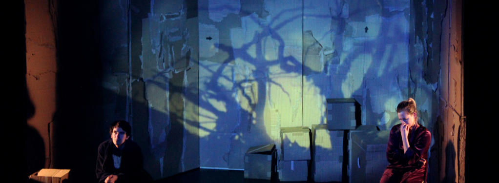 Photograph from Dancing with the Orange Dog - lighting design by Jason Salvin