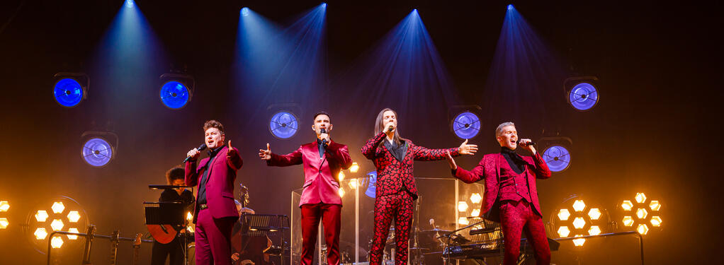 Photograph from Collabro, Greatest Hits Tour - lighting design by Joseph Ed Thomas