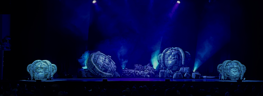 Photograph from Ross Noble Monkey - lighting design by Brianholtlighting