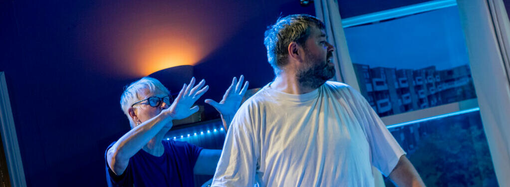 Photograph from Chop, Dissolve, Burn - lighting design by Johnathan Rainsforth