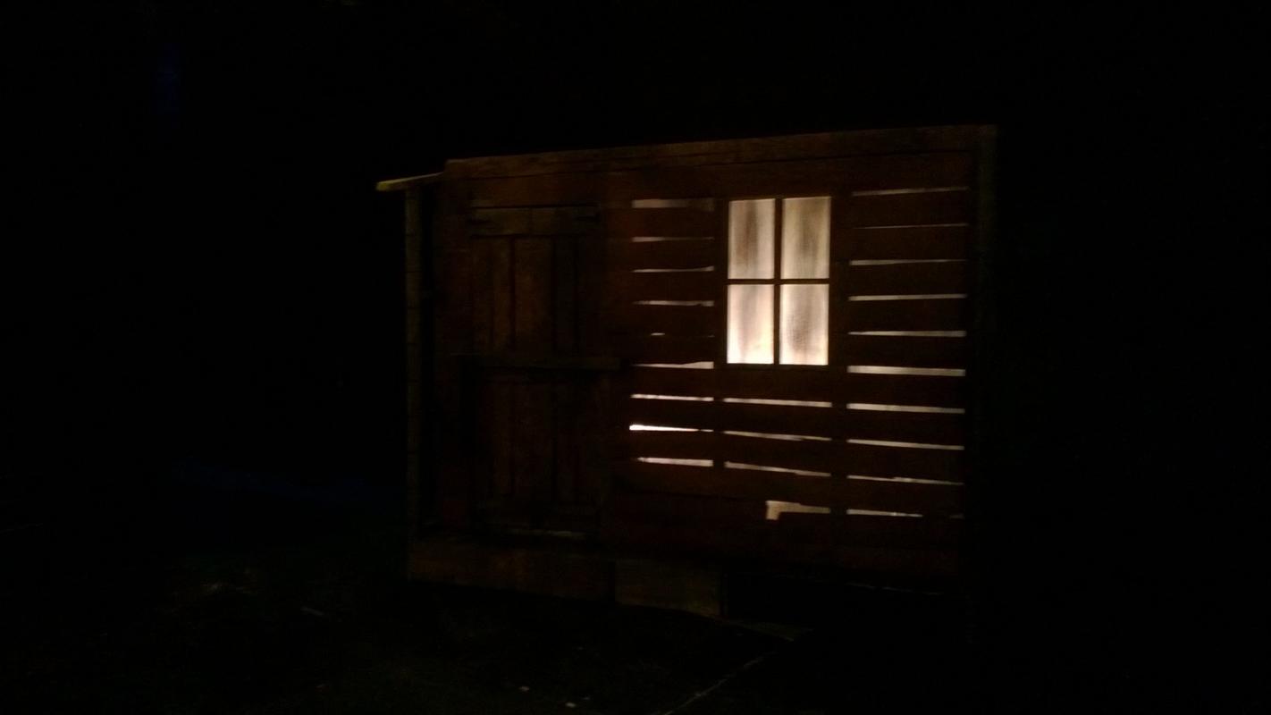 Photograph from Blue Remembered Hills - lighting design by Nigel Lewis