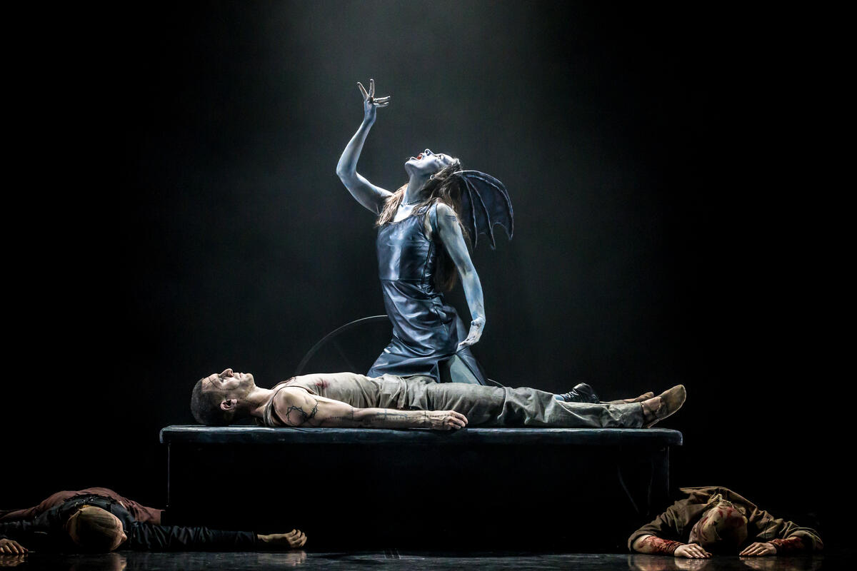 Photograph from Frankenstein - lighting design by Guy Hoare