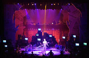 Photograph from Godspell - lighting design by Scott Allan