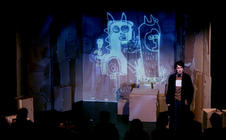 Photograph from Dancing with the Orange Dog - lighting design by Jason Salvin