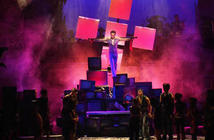 Photograph from Godspell - lighting design by Scott Allan