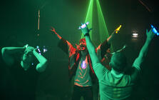 Photograph from Trainspotting Live - lighting design by clancy